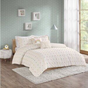 Ensley 5-Piece Multi 100% Cotton Full/Queen Jacquard Pom Pom Kids Comforter Set